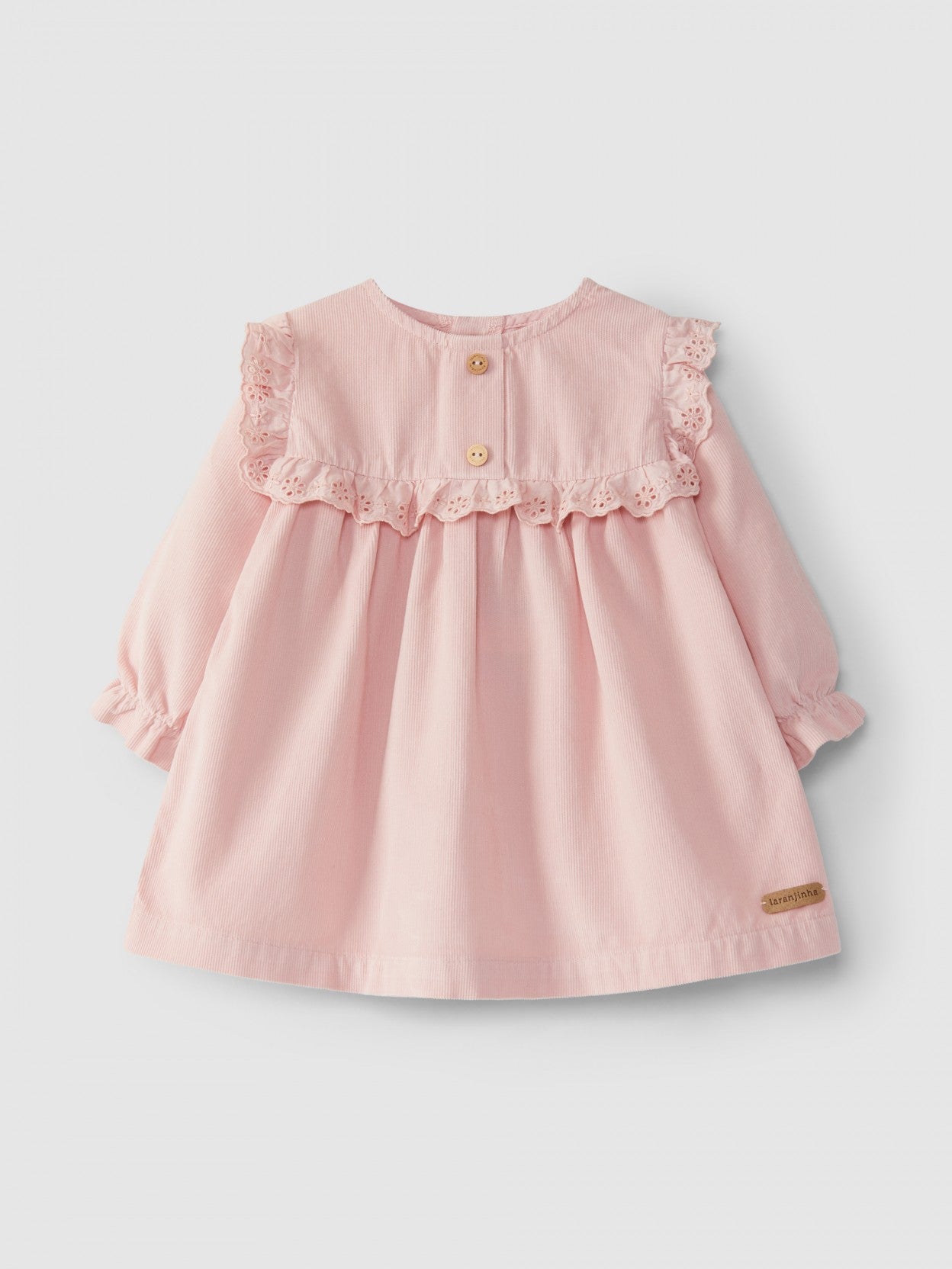 Micro-corduroy Dress with English Embroidery