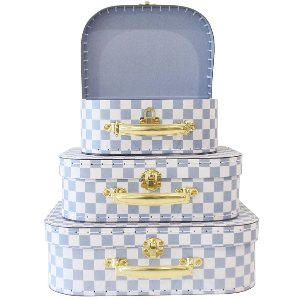 Kids Carry Case Set – Checkered Blue