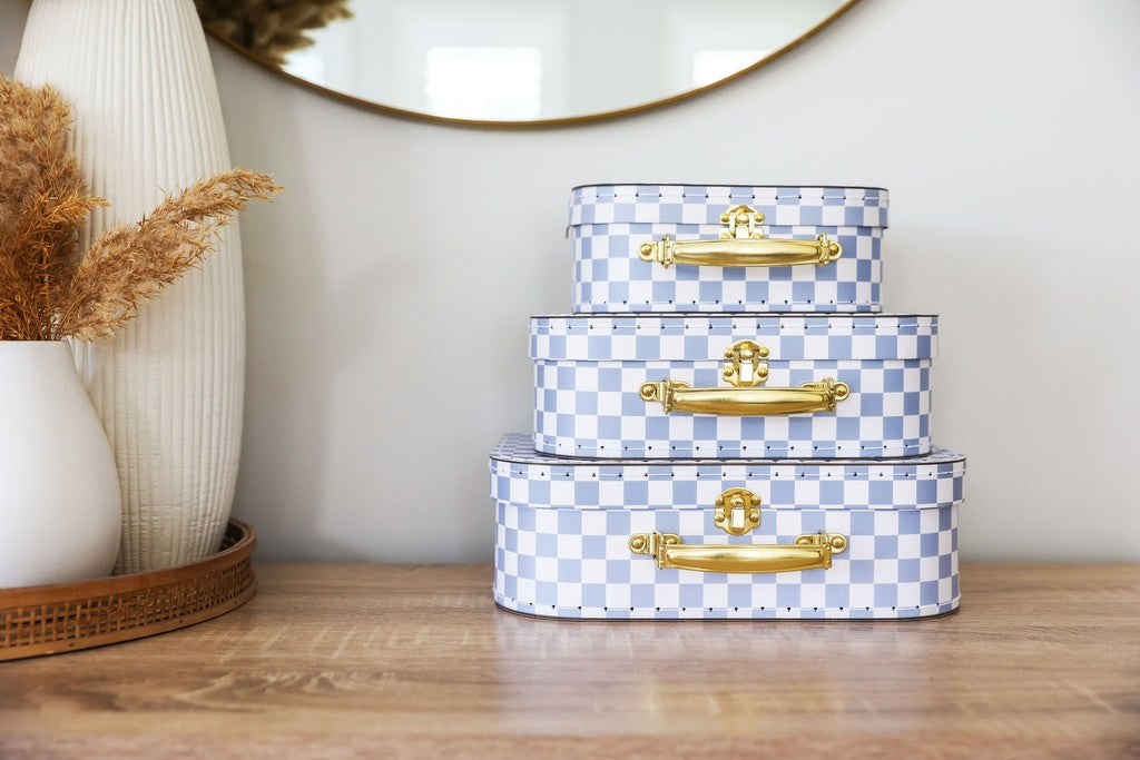 Kids Carry Case Set – Checkered Blue