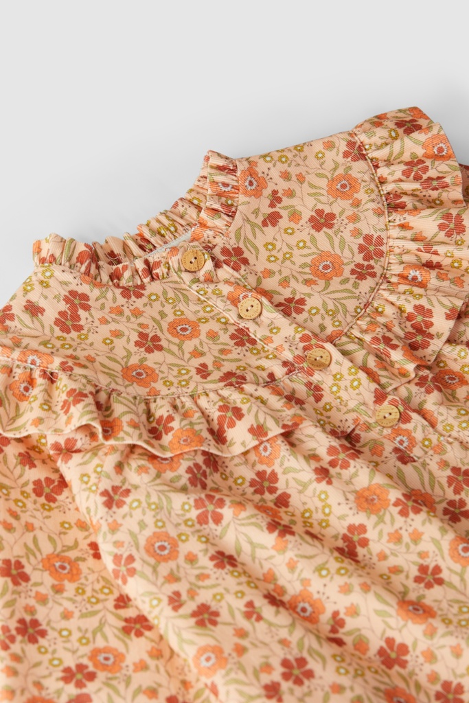Floral micro-corduroy dress