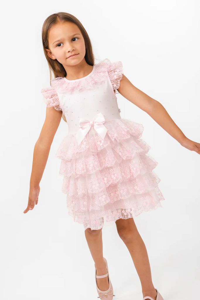 Tiered Lace Frill Dress with Headband