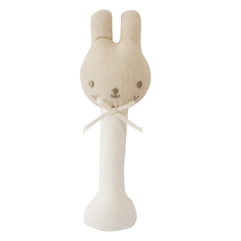Linen Bunny Stick Rattle - Ivory