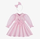 Pink Satin Dress with Tulle Detail