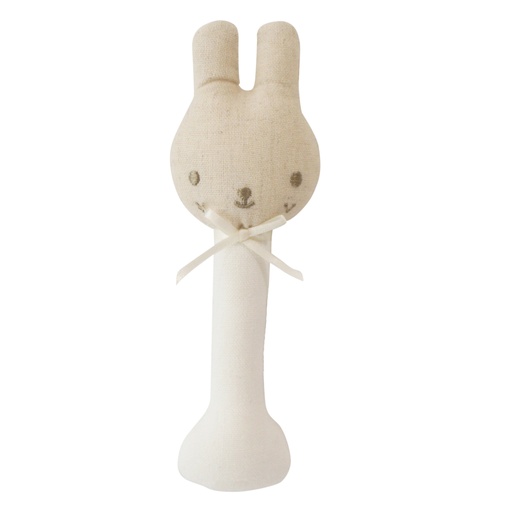 Linen Bunny Stick Rattle - Ivory